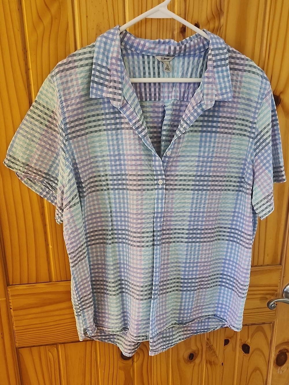 L.L. Bean Women's Pastel Plaid Gingham Button-Up Shirt 2X